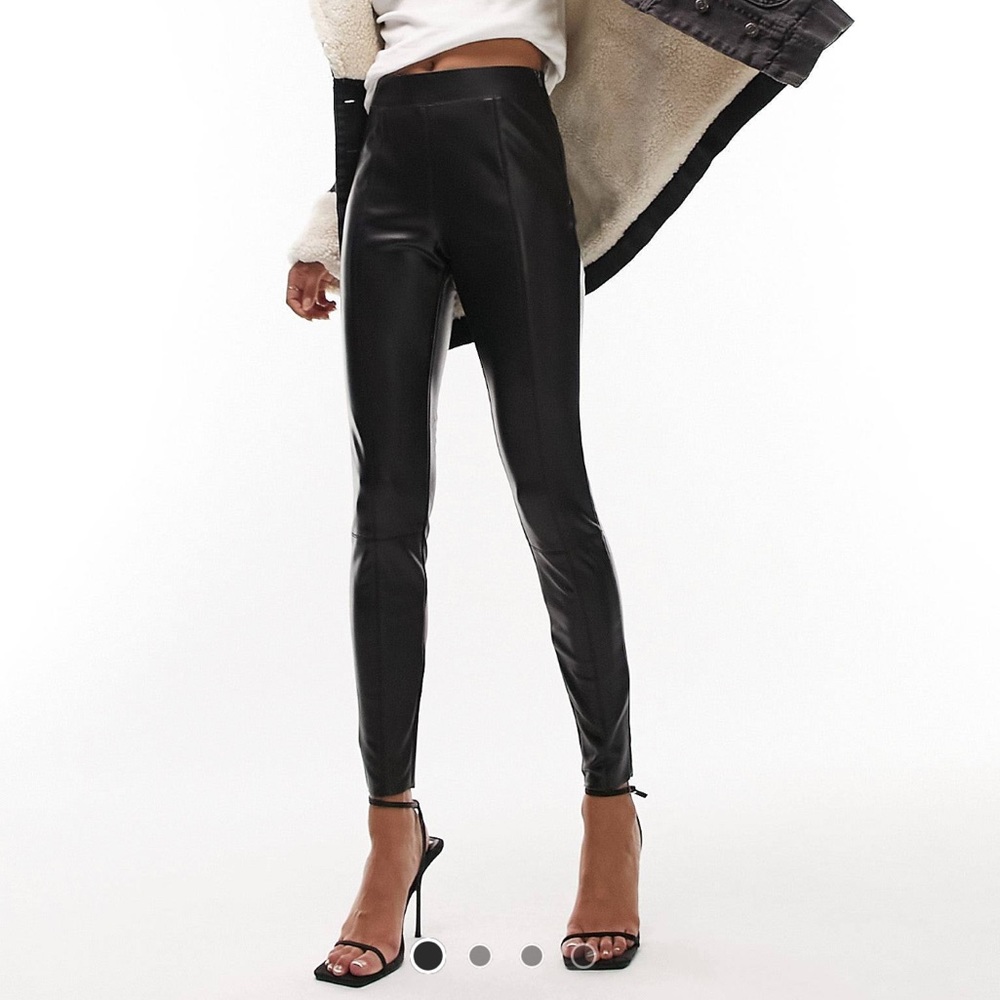 Topshop faux leather skinny fit pants